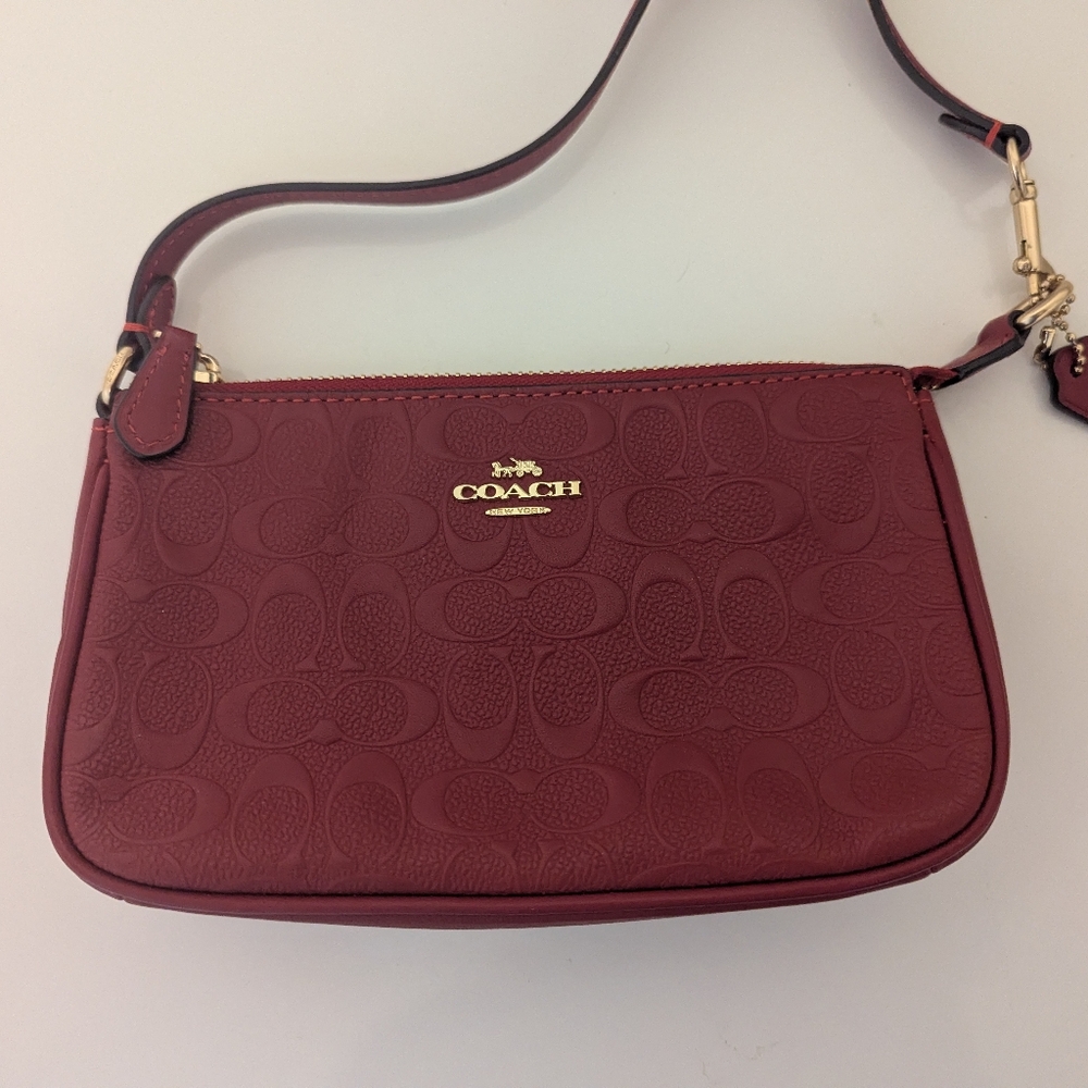 Coach Cherry Red Debossed Nolita EUC - Picture 9 of 13